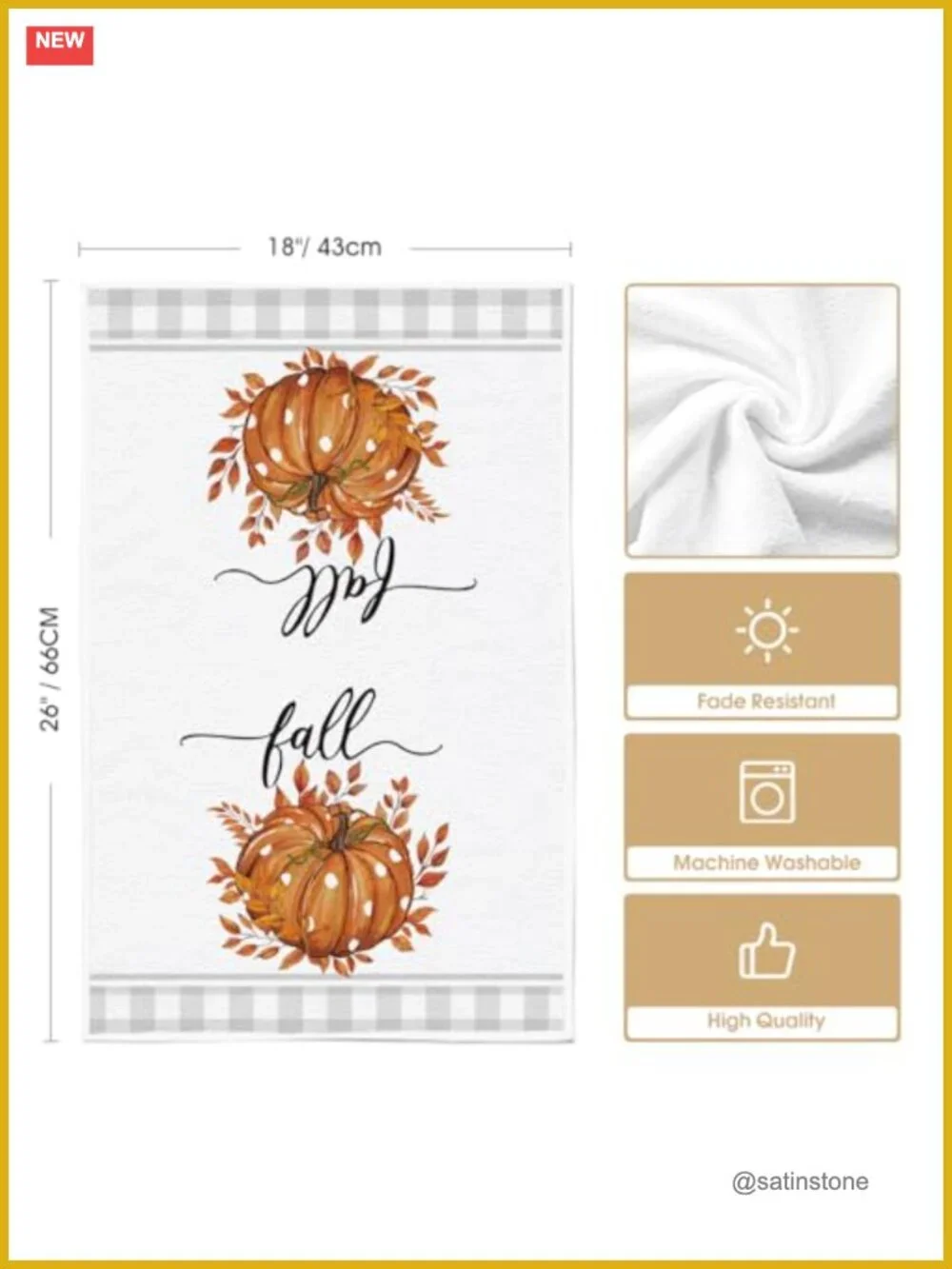 Artoid Mode Pumpkin Leaves Fall Kitchen Towels Set of 2 18x26 Inch Dish Towels